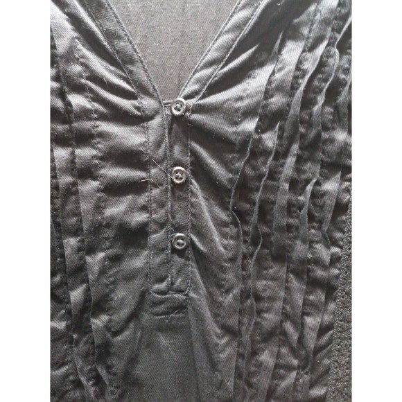 Old Navy Women Black Tunic Top Drawstring  Waist Rouged Front Peasant Sz Lg Boho - Picture 6 of 10